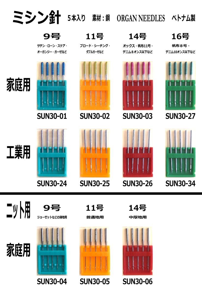 ニット用ミシン針家庭用 5本入