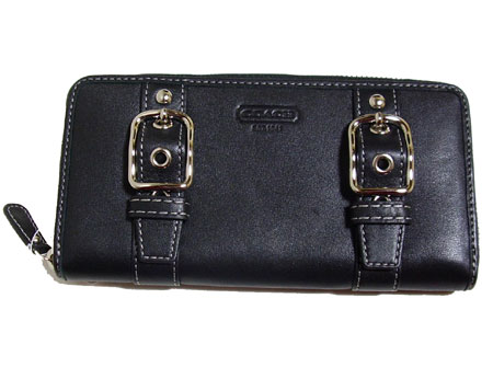 COACH/�������쥶���Хå���饦��ɥե����ʡ�Ĺ����F43384SV/BK