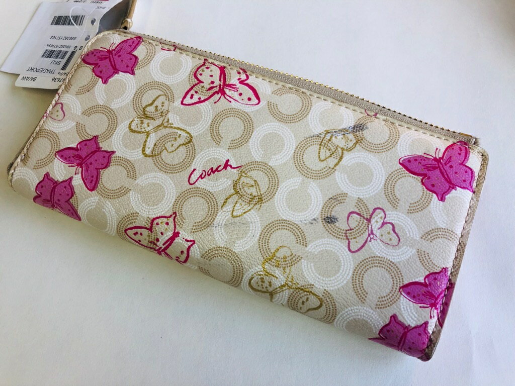 【ポイント5倍】【訳あり☆新入荷☆即納】COACH/コーチ　ウェイバリーバタフライ L字ファスナー 長財布 47636 B4/AW 【ラッピング無料】【楽ギフ_包装】