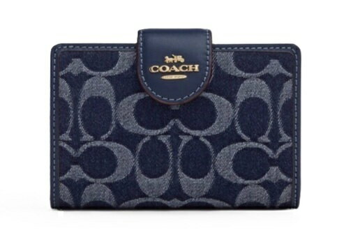 【★即納★楽天ハッピーホリディSALE！個数限定大特価】COACH/コーチ　シグネチャー デニム　二つ折り 財布 ミディアム コーナー ジップ CZ344 IMXIA【春財布】【ラッピング無料】【楽ギフ_包装】【新社会人】【母の日】【楽天スーパーSALE】