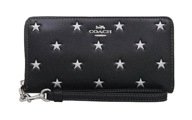 【★即納★楽天ハッピーホリディSALE！22年間の感謝を込めて個数限定大特価】COACH/コーチ　スター プリント ロング ジップ アラウンド ウォレット 長財布 カーフ レザー ブラック CW479 SVA47 【春財布】【ラッピング無料】【新社会人】【母の日】