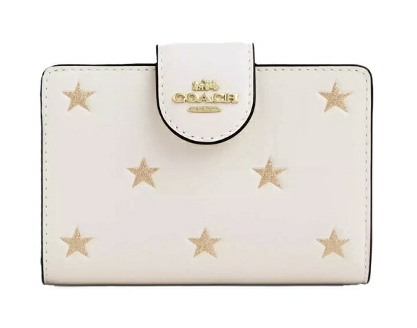 【★楽天ハッピーホリディSALE！個数限定大特価】COACH/コーチ ミディアム コーナー ジップ ウォレット スター プリント 二つ折り 財布 コンパクト CW530 IMCAH チョーク 【春財布】【ラッピング無料】【楽ギフ_包装】【新社会人】【母の日】【楽天スーパーSALE】