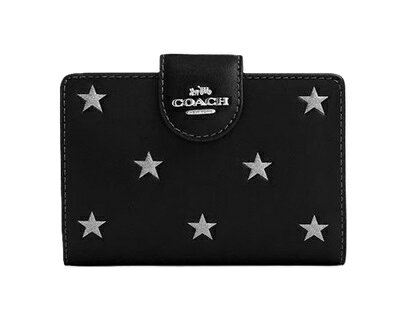 【★即納★楽天ハッピーホリディSALE！個数限定大特価】COACH/コーチ　ミディアム コーナー ジップ ウォレット スター プリント 二つ折り 財布 コンパクト CW530 SVA47 ブラック 【春財布】【ラッピング無料】【楽ギフ_包装】【新社会人】【母の日】【楽天スーパーSALE】