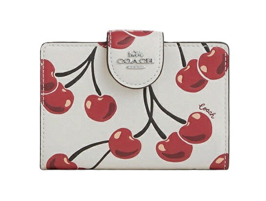 【★楽天ハッピーホリディSALE！個数限定大特価】COACH/コーチ ミディアム コーナー ジップ ウォレット チェリー プリント 二つ折り 財布 コンパクト CZ762 SVCAH ホワイトマルチ 【春財布】【ラッピング無料】【楽ギフ_包装】【新社会人】【母の日】【楽天スーパーSALE】