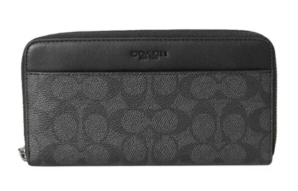 【★楽天スペシャルSALE！個数限定大特価】COACH/コーチ シグネチャー PVCコーティング アコーディオン ジップ アラウンド長財布 ブラック F75000 SV/BK 【ラッピング無料】【新社会人】【フレッシャーズ】【お買い物マラソン】【父の日】【楽天スーパーSALE】