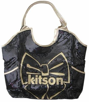 KITSON/キットソン スパンコールトートバッグ Los Angeles Bow Sequin Tote Black/Gold【ラッピング無料】【楽ギフ_包装】