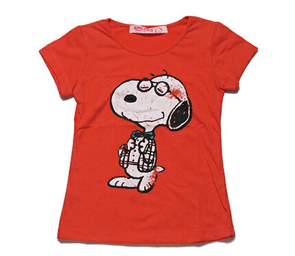 【まとめ割り対象商品】【メール便送料無料】SNOOPY GIRLS T-SHIRTスヌーピー ガールズ Tシャツ レッド【子供服 100/110/120】