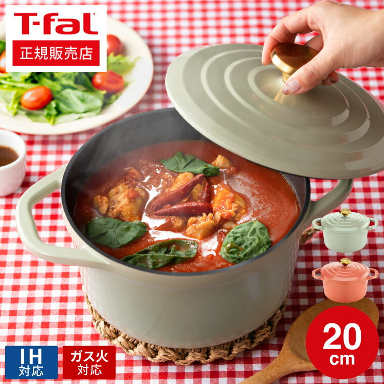 IH対応鍋 【先着！今だけ最大200円クーポン】 ティファール T-fal キャストライン エアココット IHココット鍋 20cm E26844 E26744 / IH対応 ガス火対応 食洗機対応 両手鍋 鋳物 軽量 アルミキャスト製 煮込み料理 無水 調理 鍋 オーブン 軽量 t-fal