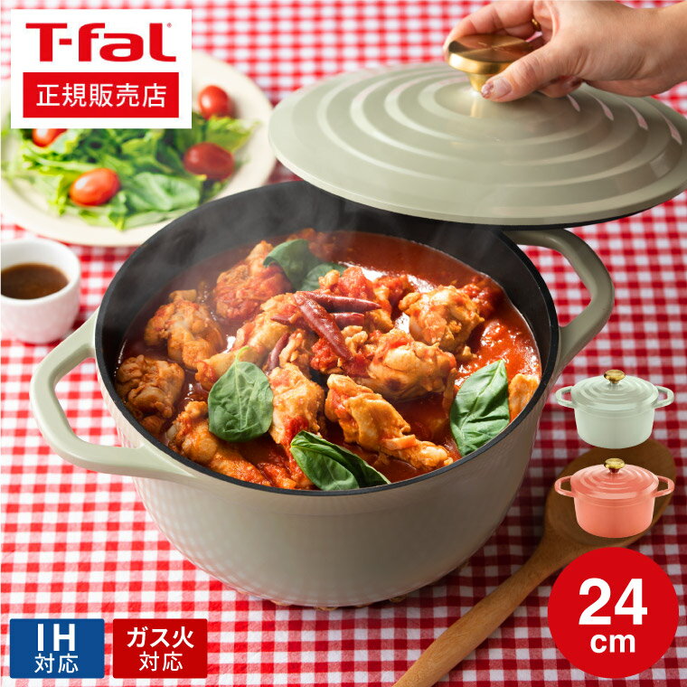 IH対応鍋 ティファール T-fal キャストライン エアココット IHココット鍋 24cm E26846 E26746 / IH対応 ガス火対応 食洗機対応 両手鍋 鋳物 軽量 アルミキャスト製 煮込み料理 無水 調理 鍋 オーブン 軽量 t-fal