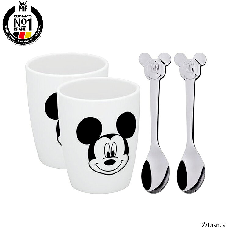 WMF Disney ミッキーマウス マグカップ 4Pセット / ヴェーエムエフ ディズニー スプーン マグカップ 子供用 双子 お揃い ペア コップ