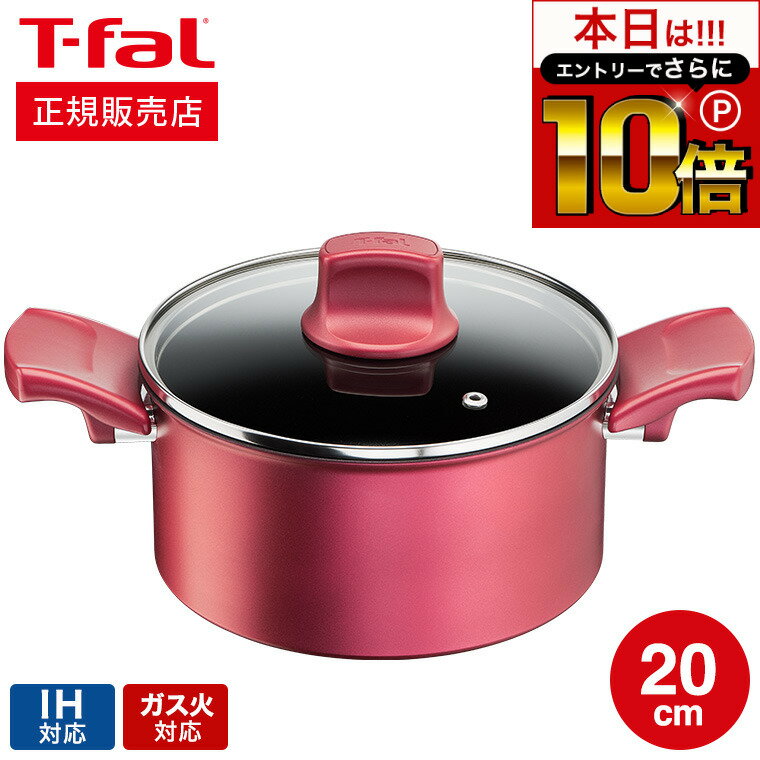 本日はエントリーでさらにP10倍 先着クーポン ティファール T-fal IHルージュ アンリミテッド シチューポット 20cm IH対応 ガス火対応 G26244 両手鍋（直送） t-fal Tfal