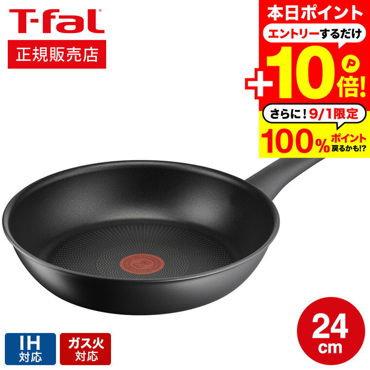 【告知】9/1はポイント大量ゲット+先着クーポン ティファール T-fal IHインスパイア ジェットグレー フライパン 24cm G30404 / IH対応 ガス火対応 ih ガス 兼用 両用 お知らせマーク 長持ち こびりつきにくい 深型 取っ手つきフライパン t-fal tfalのサムネイル