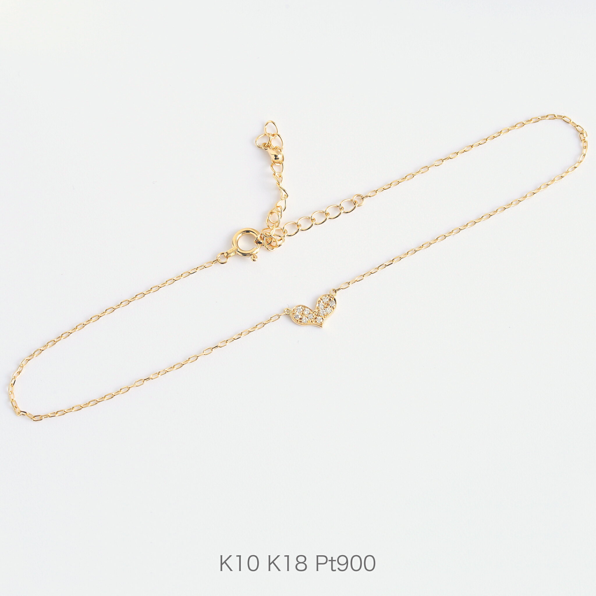 【Heart Anklet】K10/K18/Pt900 ハート アン