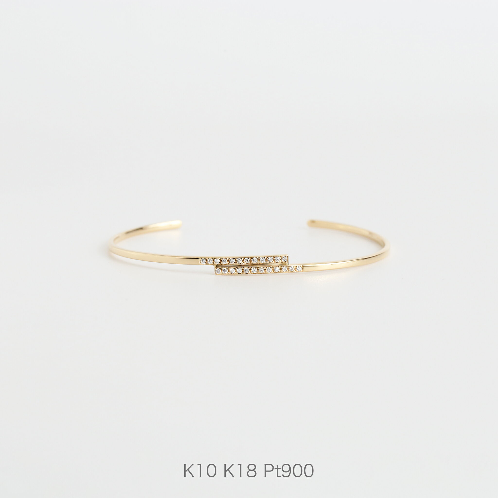 【Stack Line Bangle / Diamond】 K10/K18/Pt900 ゴールド スレンダー ライン ダイヤモンド バングル 10金 10k k...