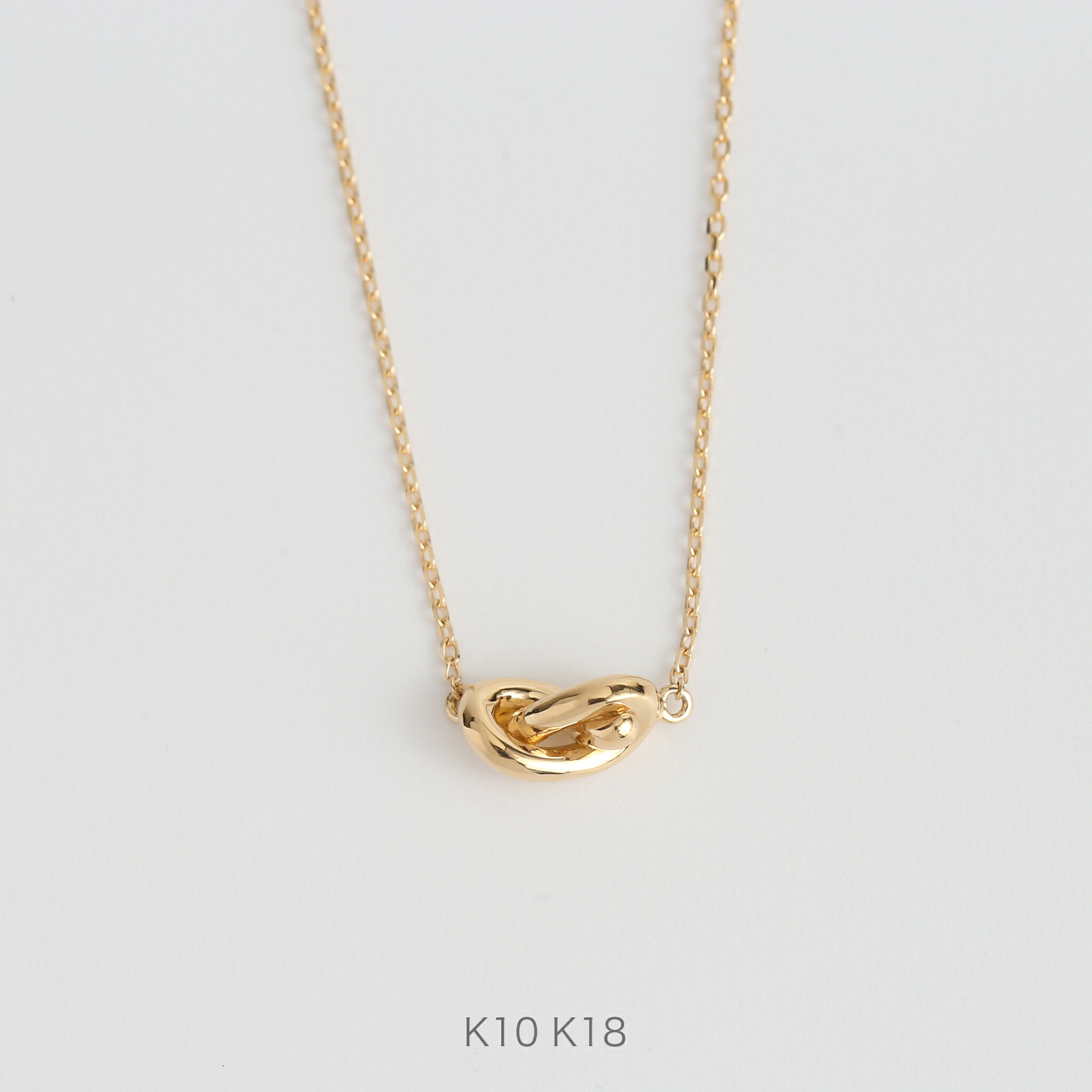 【Knot Necklace】 K10/K18/Pt900 結び目 モチーフ 地金 ネックレス 10金 10k k10 18金 18k k18 pt900 ゴールド ピンクゴールド ホワイトゴールド プラチナ レディース ペンダント リボン プレゼント ギフト