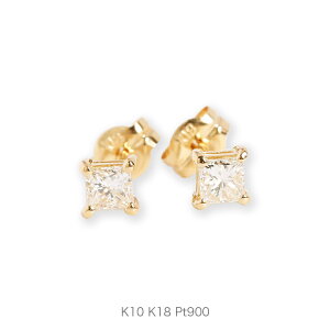 【PRINCESS Pierces】 ピアス 一粒ダイヤ ダイヤモンド プリンセスカット レディース スタッドピアス k18 18金 18k k10 10金 10k ゴールド ピンクゴールド ホワイトゴールド 女性 大人 ダイアモンド 両耳用 シンプル 上品 プレゼント ギフト