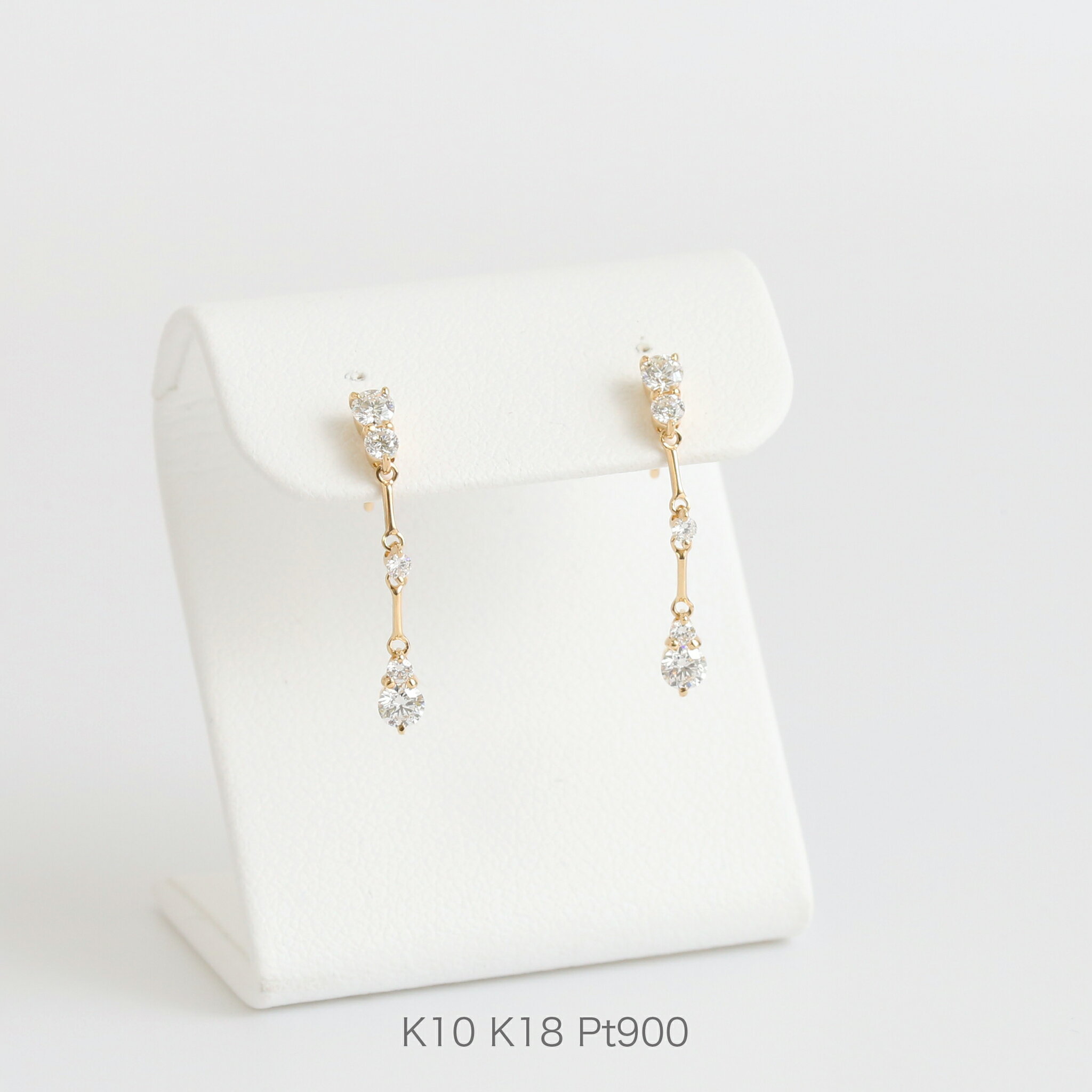 【Actress Pierce】 K10/K18/Pt900 ダイヤモンド スウィング ピアス スタッドピアス 揺れる 10金 10k k10 18金 18k ...