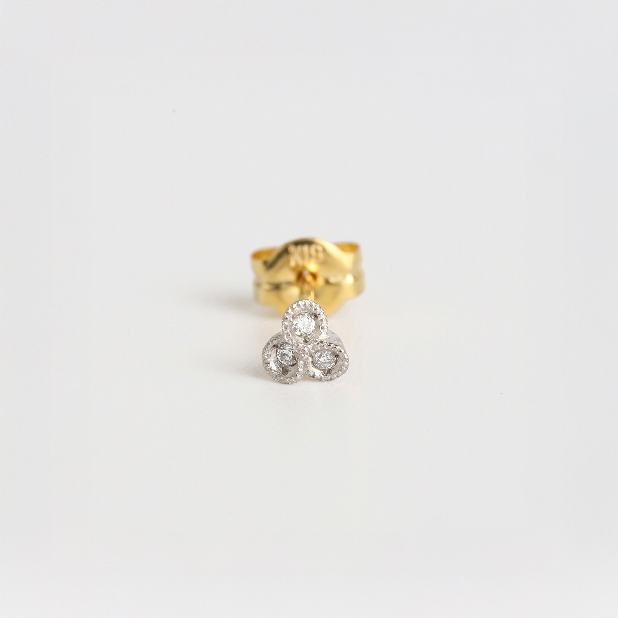 【Little Breath | Bourgeon Stud Pierce】 K18&Pt900 ダイヤモンド ピアス スタッドピアス コンビカラー 18k k18 pt900 イエローゴールド プラチナ レディース 片耳 プレゼント ギフト