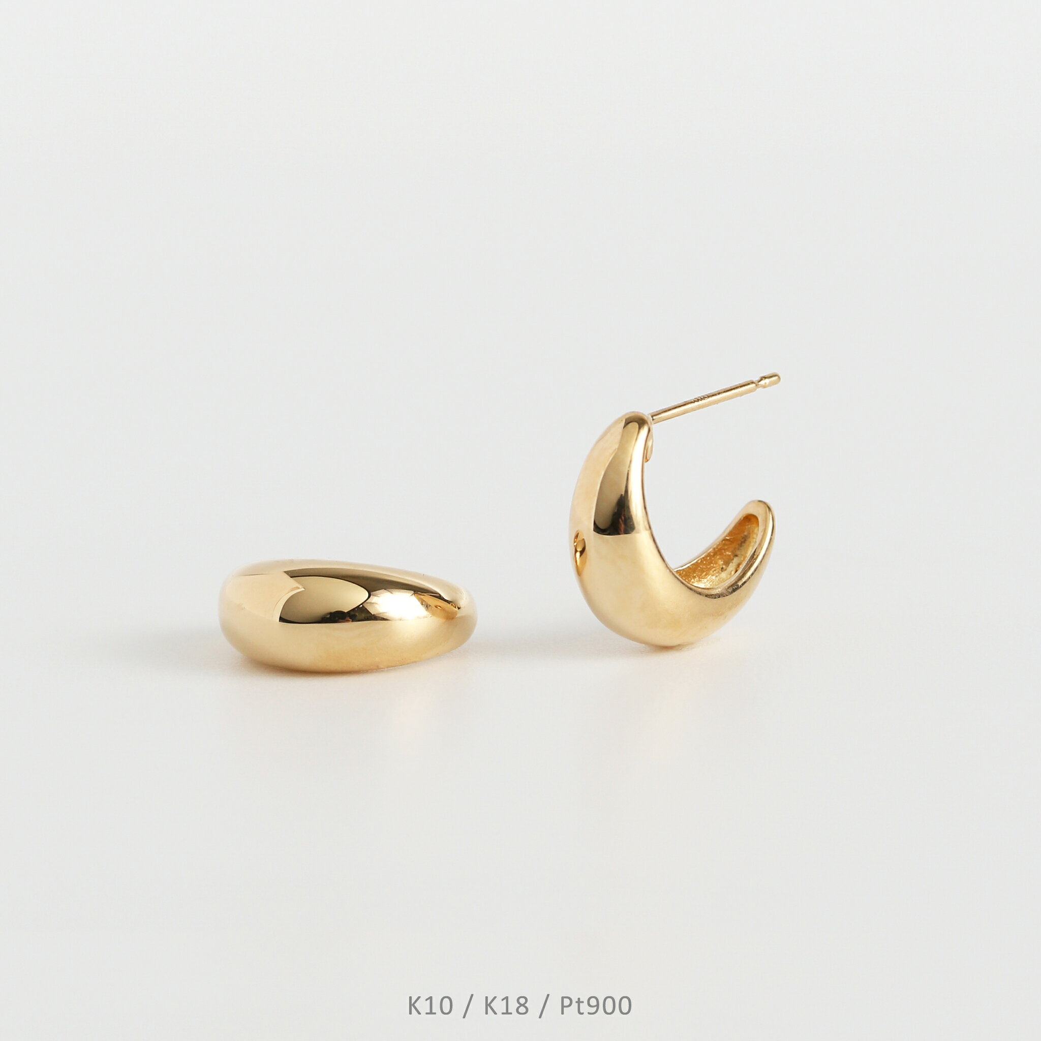 Rakuten - 【Classic Hoop Pierce | Volume】 K10/K18/Pt900 地金 ピアス スタッドピアス 10金 10k 18金 18k pt900 イエローゴールド ピンクゴールド ホワイトゴールド プラチナ レディース 両耳 プレゼント ギフト
