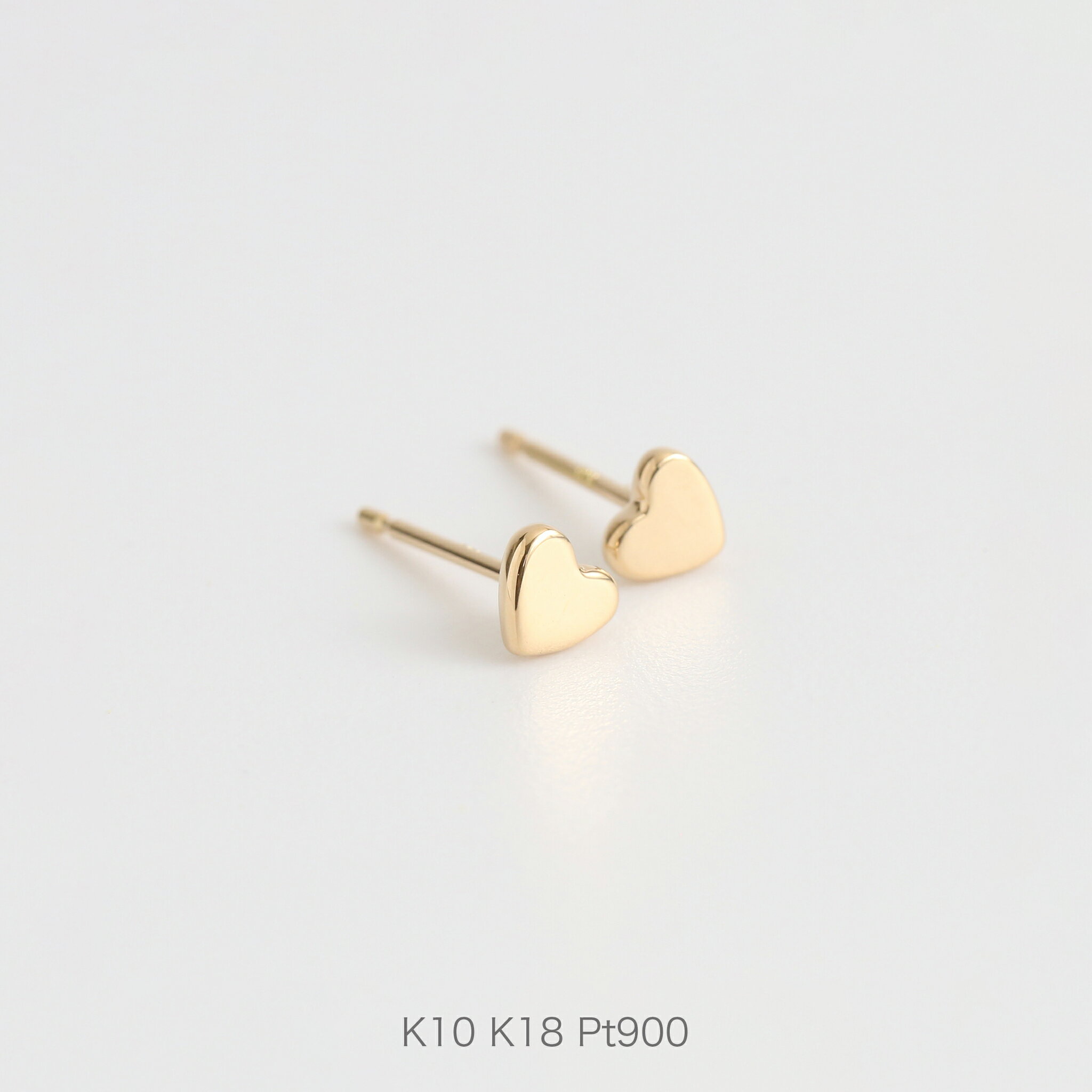 【Tiera Pierce】 K10/K18/Pt900 ハート モチーフ 地金 プレート ピアス スタッドピアス 10金 10k k10 18金 18k k1...