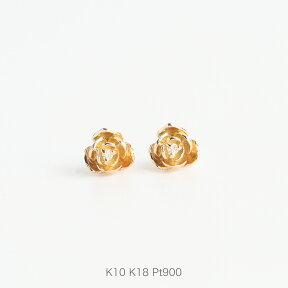 【Rose Pierce】 K10/K18/Pt900 バラ ダイヤモンド ピアス ローズ レディース スタッドピアス k18 18金 18k k10 10金 10k pt900 ゴールド ピンクゴールド ホワイトゴールド プラチナ 花 ボタニカル かわいい 両耳用 プレゼント ギフト