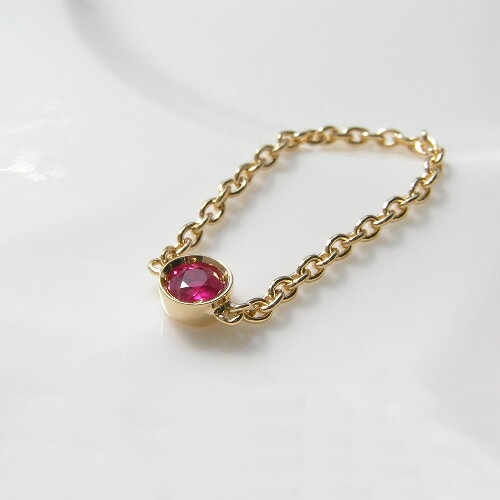 【SENTiA Ruby】 チェーンリング ルビー 一粒 レディース リング 指輪 k18 18金 18k k10 10金 10k ゴールド ピンクゴールド ホワイトゴールド 女性 大人 かわいい シンプル プレゼント ギフト