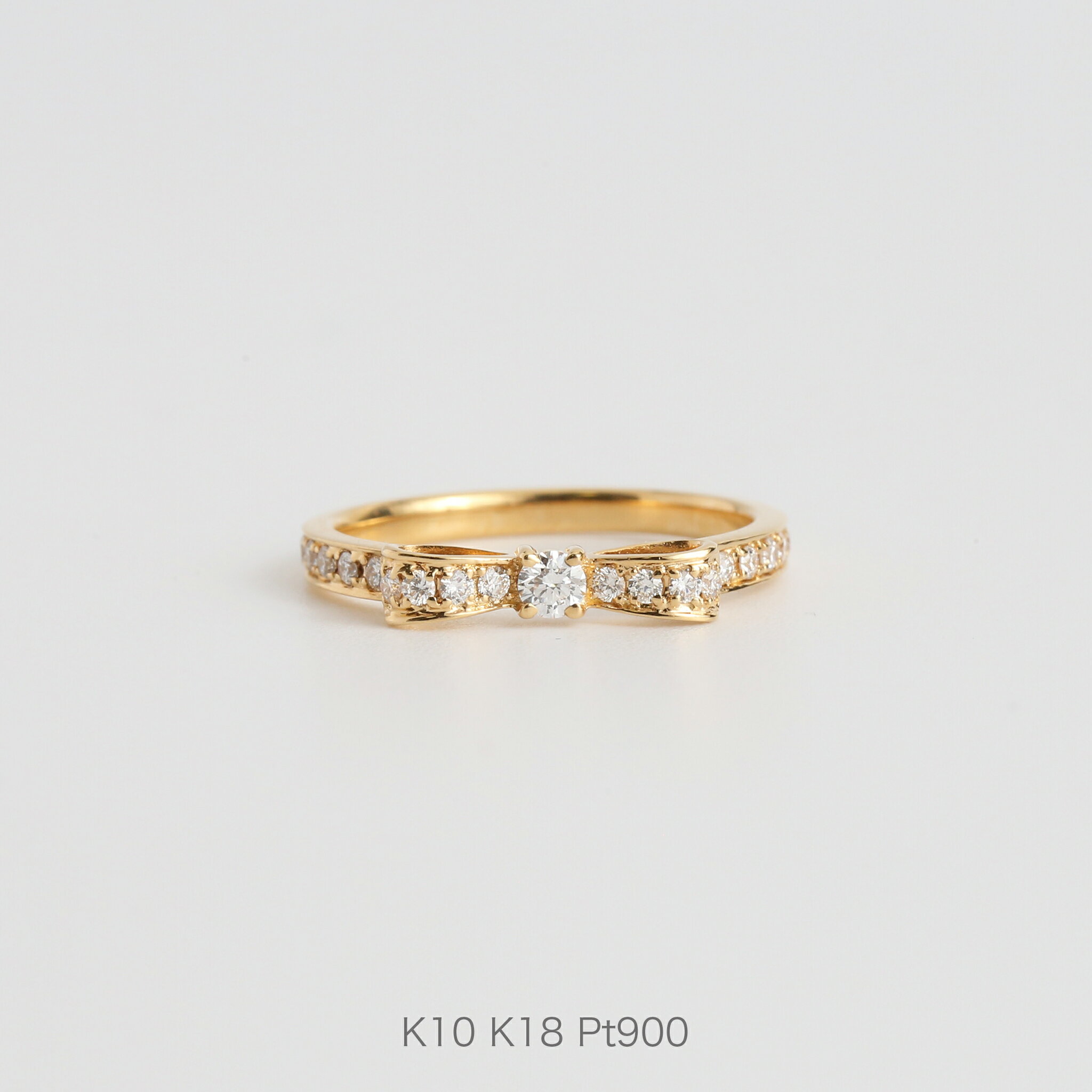 【Ribbon Ring】 K10/K18/Pt900 ダイヤモンド リボン モチーフ リング 指輪 10金 10k k10 18金 18k k18 pt900...