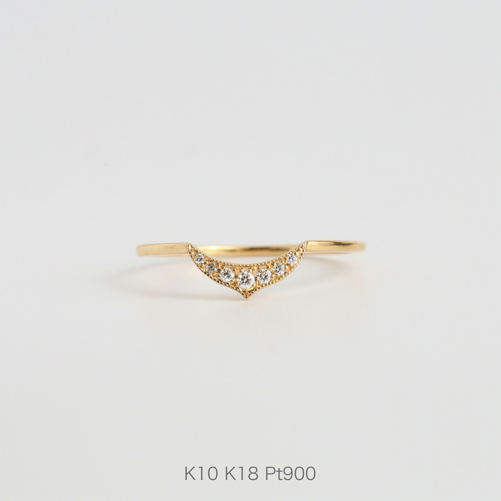【Luna Ring】 K10/K18/Pt900 三日月 モチーフ ダイヤモンド リング 指輪 10金 10k k10 18金 18k k18 pt900 イ...