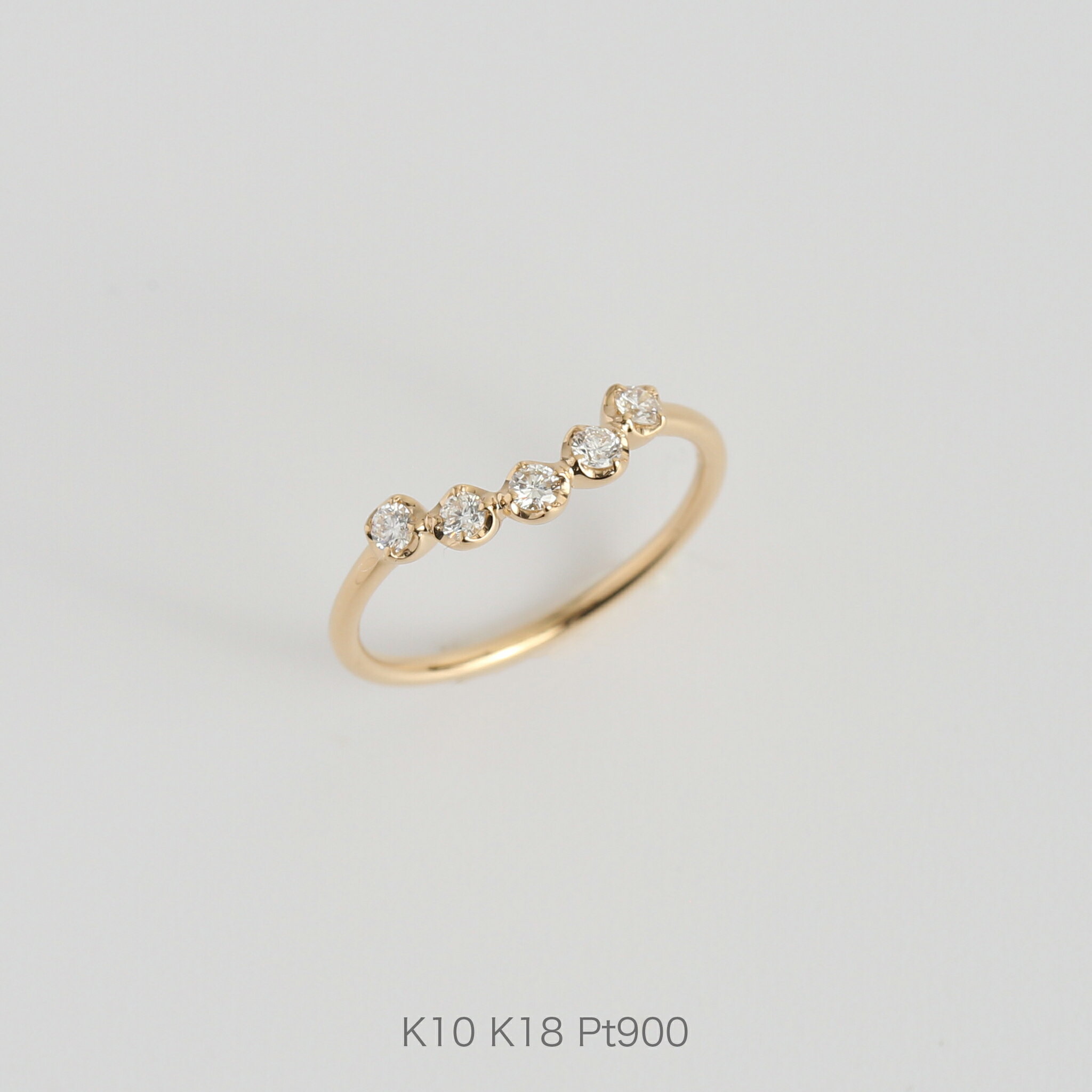 【Julian Ring】 K10/K18/Pt900 Uライン ダイヤモンド リング 指輪 10金 10k k10 18金 18k k18 pt900 ゴール...