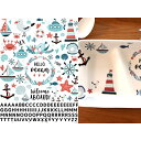 Ocean&alphabet オーシャン&アルファベット A4サイズ(ポーセラーツ用転写紙)・ポーセリンアート用・うみ