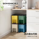 【10%OFF★7/19-20限定!!】翌日発送可能!!SONGMICS ゴミ箱 分別 キッチン用 20Lx4個セット 積み重ねダストボックス スリム幅23.5cm 隙間向け ふた付き 洗面所 シンク下 デスク下収納ボックス 袋見えない おしゃれ 【送料無料(北海道 沖縄 離島など除く)】