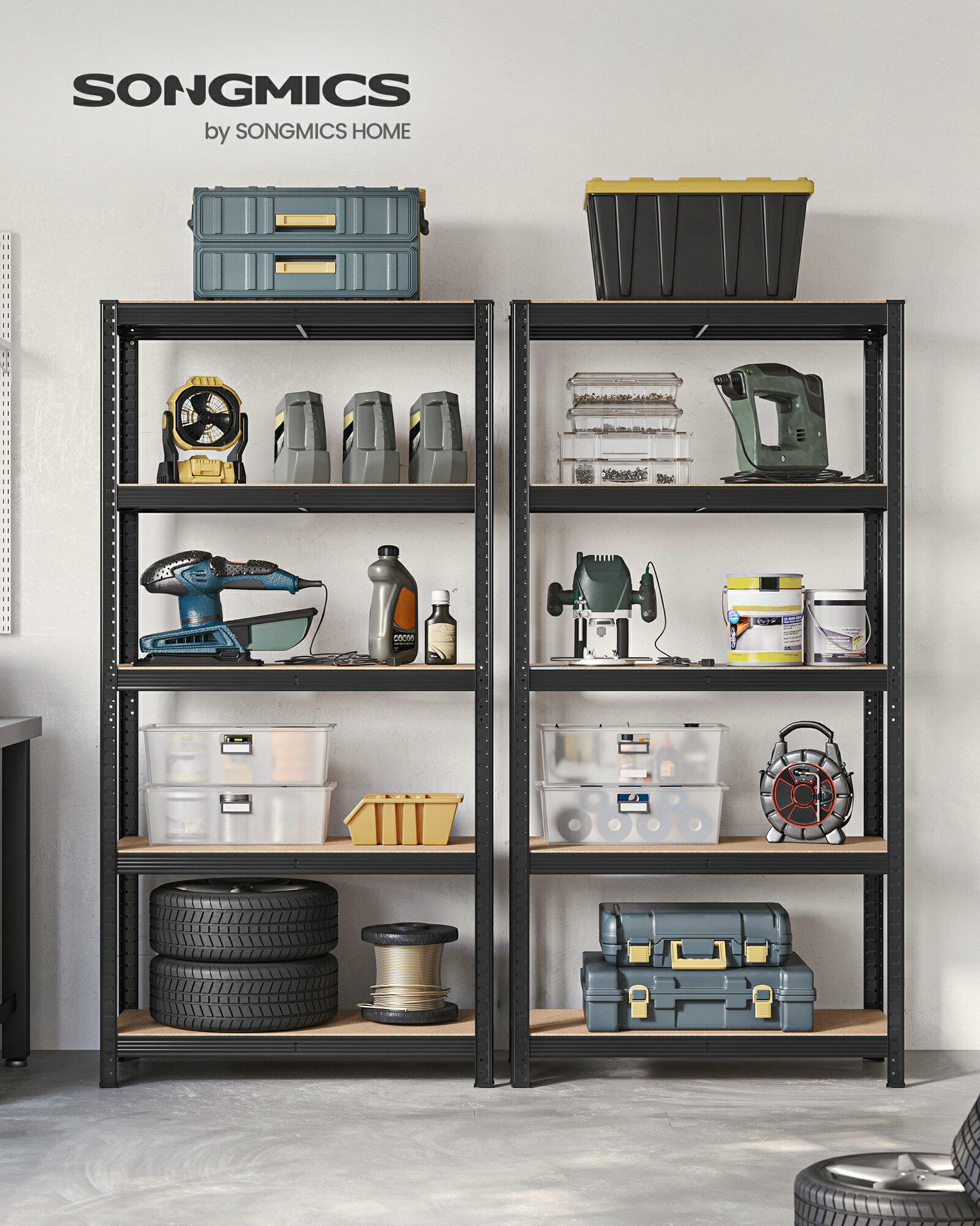 SONGMICS スチールラック 幅90 75 120 100cm 120cm オープンラック 防錆加工 5段 総耐荷重650/750/875k..