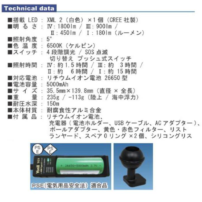 ソニアの【送料無料】bigblue（ビッグブルー） AL-1800NPII LEDライト 水中ライト ダイビング 水中撮影｜アングル2