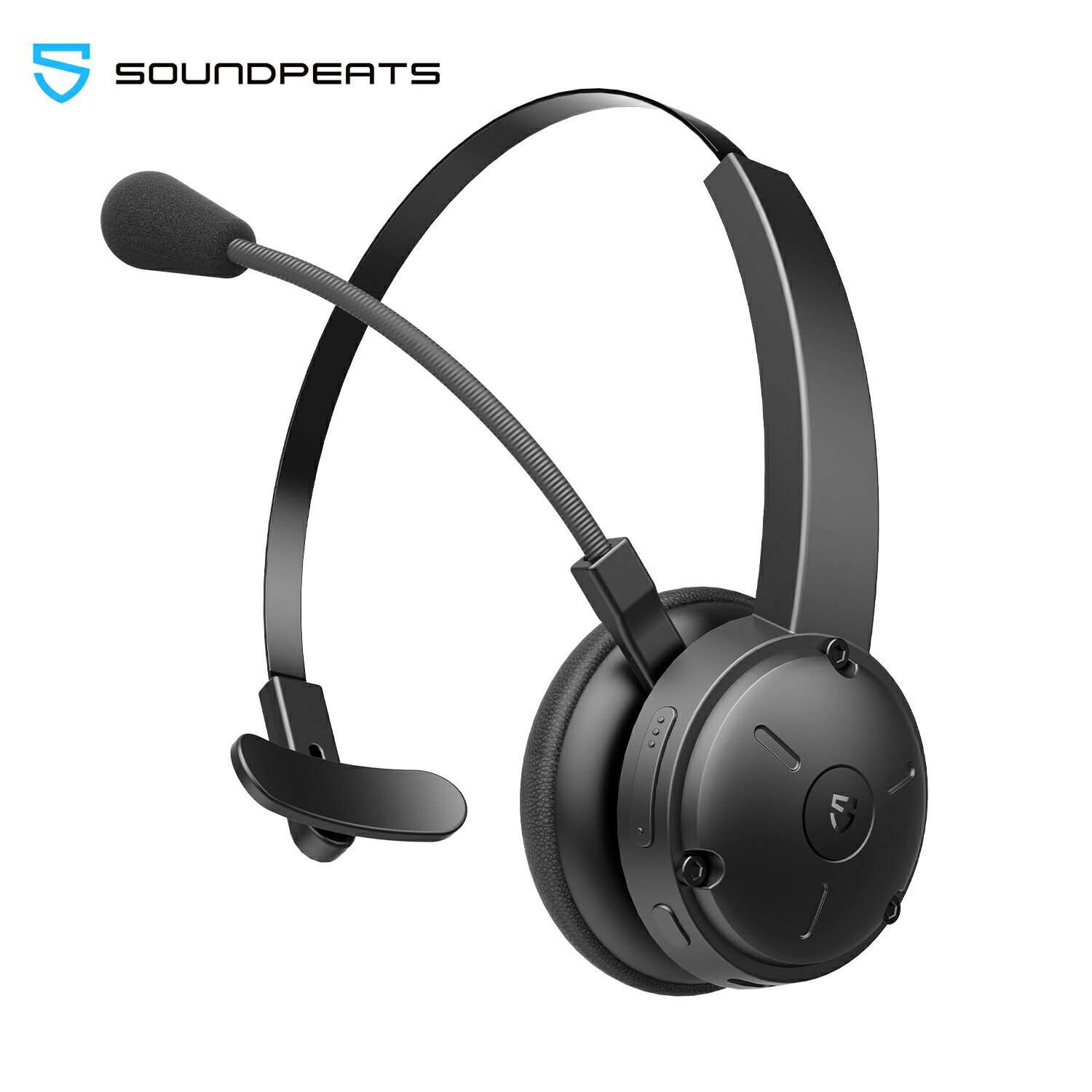 SOUNDPEATS ヘッドセット ワイヤレス bluetooth 無線 マイク付き 2台同時接続可能 マルチペアリング 片耳 低遅延 高音質 最大40時間連続使用 ノイズキャンセリング技術 割込通話に対応 Web会議 Zoom ワイヤレスヘッドホン