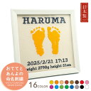【実寸刺繍 命名書】名前入り 出生記録 足形 手形 フレーム付き おしゃれ 出産祝い 記念品 ギフト