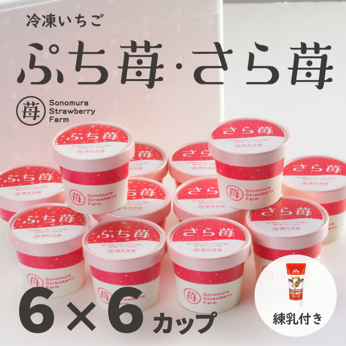 【農家直送】にっぽんの宝物公式認定 冷凍いちご 熊本県産『ぷち苺』＋『さら苺』 50g 6×6カップ 練乳付き ／ 冷凍フ…