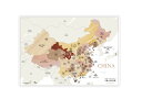 木目調の中国 地図 中華人民共和国 A2サイズ マップ 世界 旅行 社会 知育