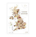 木目調のイギリス 英国 United Kingdom 地図 A2サイズ マップ 世界 留学 旅行 社会 知育