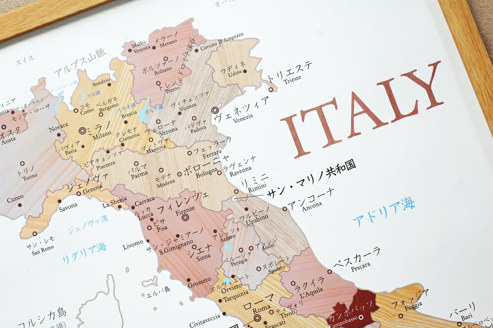 木目がおしゃれな 寄木風 イタリア地図 ポスタ...の紹介画像2