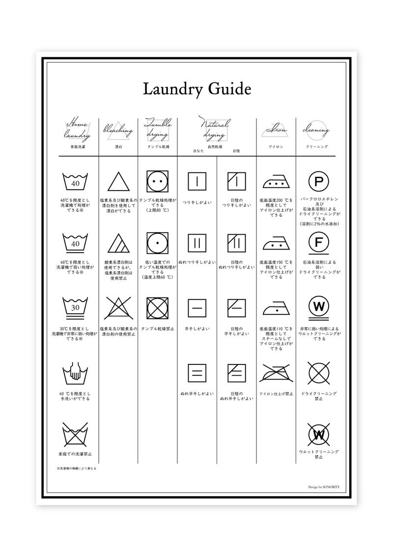 【項目別】インテリアに映える「洗濯表記ポスター」NO.2 A3サイズ 室内用 インテリア 洗濯　ランドリー　ランドリールーム