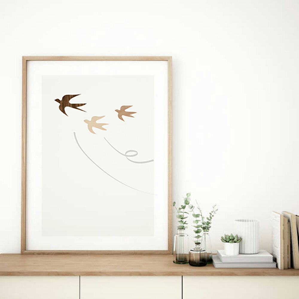 Rakuten - アートポスター バード A3 B3 A2 30×40　40×50　木目　インテリア ポスター北欧 おしゃれ 絵画 絵 壁掛け モダン オーダー【受注生産】