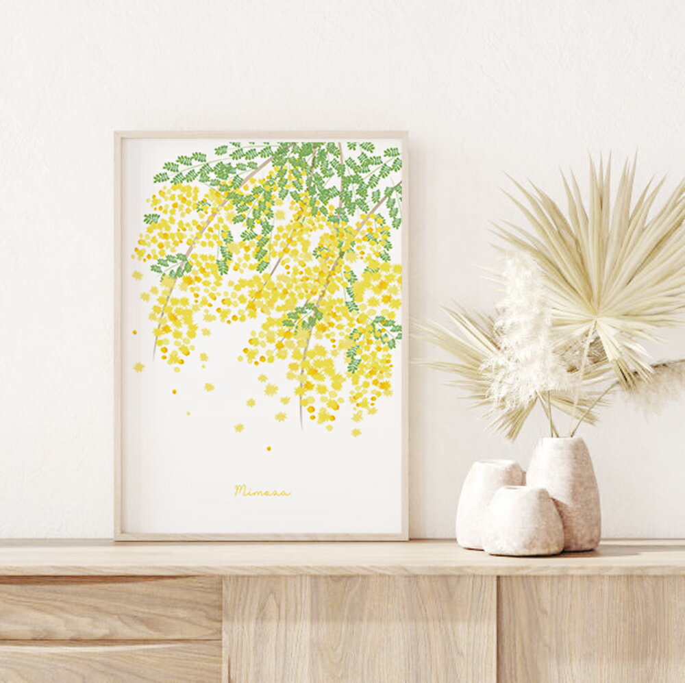 アートポスター ミモザ みもざ インテリア 北欧 ポスター A3サイズ おしゃれ 絵画 絵 壁掛け モダン オーダー サイズ【受注生産】