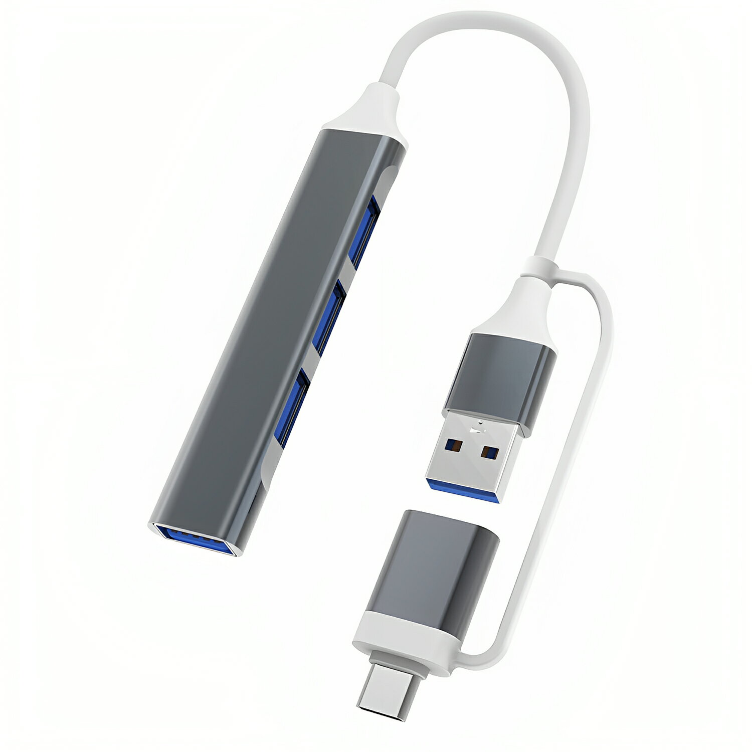 USB ハブ 超薄・軽量・在宅勤務 USB3.0 ハブ 4ポート USB3.0 バスパワー 薄型 軽量 コンパクト 高速データ転送 5Gbps 8cm ケーブル USB Type C ハブ MacBook/iPad Pro/Surface GO/ChromeBook P…