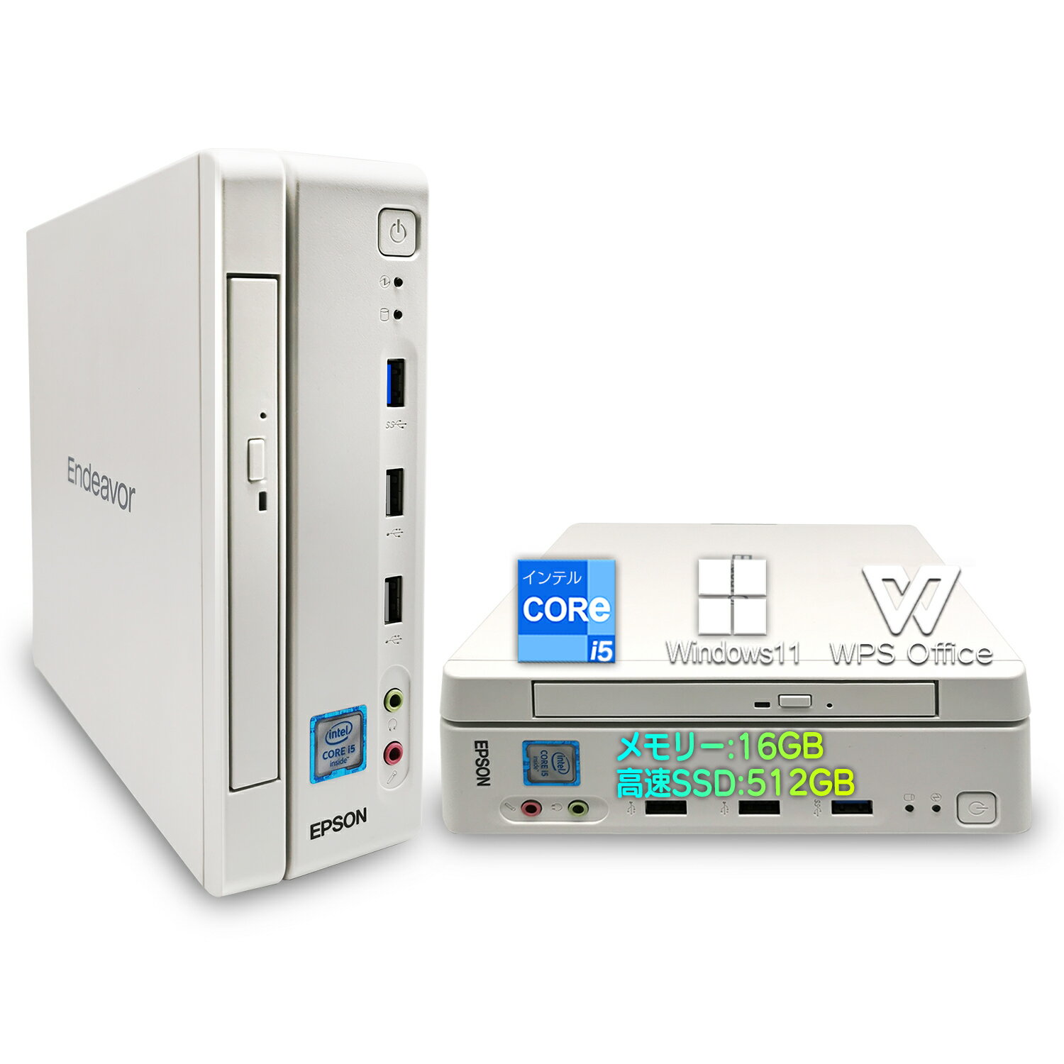 中古 デスクトップパソコン 手のひらサイズ ミニPC minPC windows11搭載 本体 EPSON Endeavor ST180E Core i5 6500T メモリ 8GB SSD 256GB Office付き エプソン デスクトップ 中古PC 省スペース無線機能 軽い 小型PC 省エネ VESA付き 超省スペース 外出用 静音