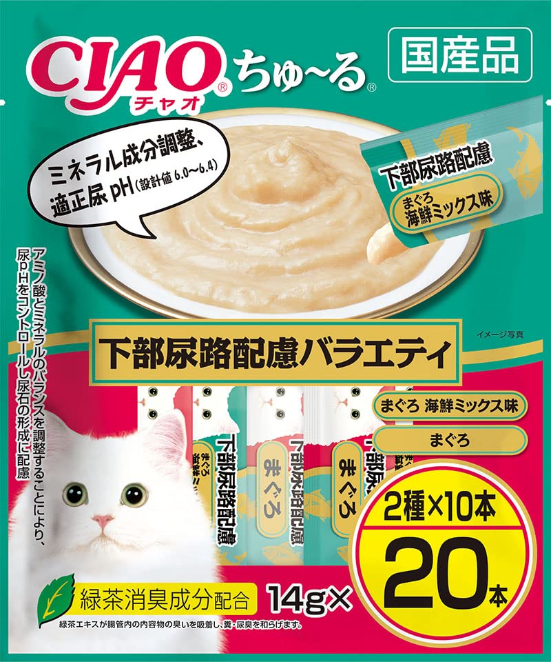 マルチカラー/-/DSC-09・パッケージ個数:1・ちゅ~っと出してなめるだけで、簡単に水分・栄養補給ができる液状おやつのCIAOちゅ~る。・おやつとしてはもちろん、普段のごはんに混ぜたり、お薬の服用時に混ぜたりと、使用用途はさまざま。・マグネシウム・カルシウムを調整、クエン酸カリウム配合により尿石の形成に配慮しました。・アミノ酸とミネラルのバランスを調整することにより、尿pH値をコントロールします。緑茶消臭成分を配合し、糞・尿臭を和らげます。商品紹介 商品紹介 ちゅ~っと出してなめるだけで、簡単に水分・栄養補給ができる液状おやつのCIAOちゅ~る。おやつとしてはもちろん、普段のごはんに混ぜたり、お薬の服用時に混ぜたりと、使用用途はさまざま。マグネシウム・カルシウムを調整、クエン酸カリウム配合により尿石の形成に配慮しました。アミノ酸とミネラルのバランスを調整することにより、尿pH値をコントロールします。緑茶消臭成分を配合し、糞・尿臭を和らげます。 使用上の注意 ちゅ~る袋への噛みつき、誤飲にご注意ください。 原材料・成分 ‐ 使用方法 1日4本を目安におやつとしてお与えください。 続きを見る 使用上の注意 ちゅ~る袋への噛みつき、誤飲にご注意ください。 原材料・成分 ‐ 使用方法 1日4本を目安におやつとしてお与えください。