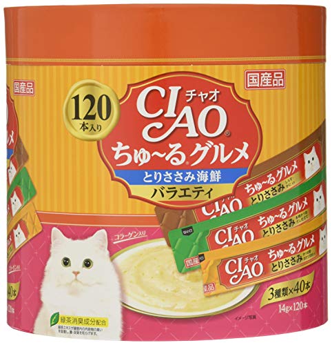 チャオ (CIAO) ちゅ~るグルメ とりささみ海鮮バラエティ 120本 猫用おやつ 送料無料