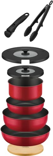 Seiros - サーモス デュラブルシリーズ 取っ手のとれるフライパン9点セットAA IH対応 レッド KSA-9A R 送料無料