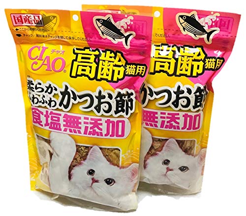 チャオ (CIAO) 食塩無添加 高齢猫用 柔らか ふわふわ かつお節 40g ×2個 セット まとめ買い 送料無料