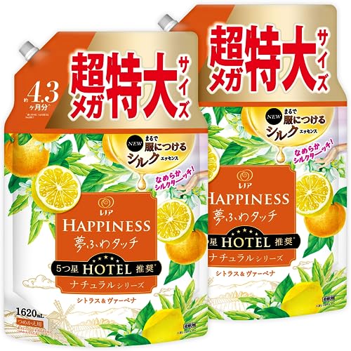 【まとめ買い】[大容量] レノア ハピネス 夢ふわタッチ 柔軟剤 ナチュラルシリーズ シトラス&ヴァーベナ 詰め替え 1620mL×2袋 送料無料