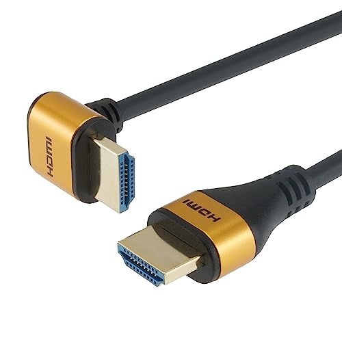 Iee1394 Cable - ホーリック プレミアムハイスピードHDMIケーブル L型90度 1m 18Gbps 4K/60p HDR HDMI 2.0規格 ゴールド 送料無料